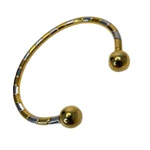 Magnetic Open Cuff Bracelet NWOT Gold and Silver Tone Stripes
